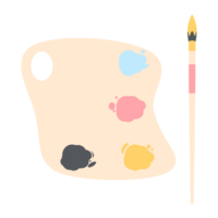 Farbe Palette Tafel mit lange Bürste Gemälde Nützlichkeit png