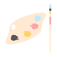 Farbe Palette Tafel mit lange Bürste Gemälde Nützlichkeit png