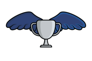 Flying Metal Trophy with Bird Wings vector illustration. png