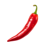 Red hot chili pepper close-up, transparent background. AI Generated png