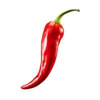 Red hot chili pepper close-up, transparent background. AI Generated png