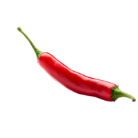 Red hot chili pepper close-up, transparent background. AI Generated png