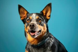 cute australian heeler on a color background, AI Generated photo