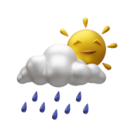 weather report 3d ui icon sun and rain cloud icon png