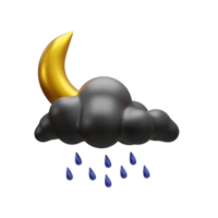 weather report 3d ui icon moon with rain cloud icon png