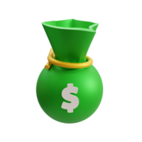 vert argent sac avec dollar signe icône 3d png