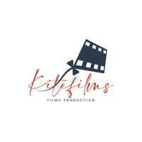 Film roll and kite combination logo vector