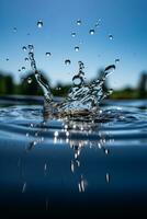 Captivating Water Droplet Splash Ripples Forming on Water Surface - AI generated photo