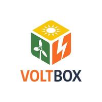 Unique logo combination of box and power source. vector