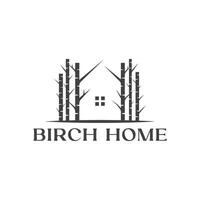 Unique logo combination of birch tree and house. vector