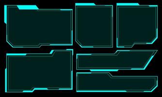 Hud frames blue user interface elements design modern technology futuristic control panel screen digital hologram window gaming menu touching cyber monitor set on black background vector