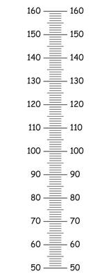 Kids height chart from 50 to 160 centimeters. Template for wall growth sticker isolated on a white background. Vector simple illustration. Meter wall or growth ruler. Eps icon.