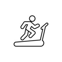 hombre corriendo en rueda de andar icono. sencillo contorno estilo. correr, corredor, gimnasio equipo, aptitud física, ejercicio máquina, deporte concepto. Delgado línea símbolo. vector aislado en blanco antecedentes. svg.