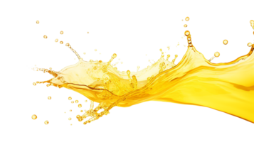 yellow water splash liquid wave with splatter, isolated on white background. Generative AI png