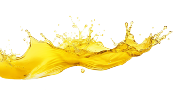 yellow water splash liquid wave with splatter, isolated on white background. Generative AI png
