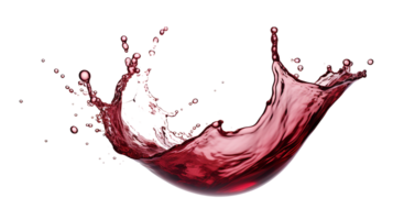 red water, wine splash, liquid wave with splatter, isolated on white background. Generative AI png