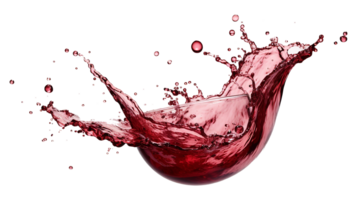 red water, wine splash, liquid wave with splatter, isolated on white background. Generative AI png