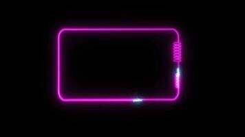 Solid state powerful battery magenta energy border with electric energy blue circuit around on the black screen video