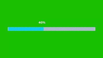 framsteg bar animering mycket liten blå diamant med numerisk text förändra placera på de grön skärm video