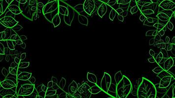 Young leaves glow green color border and lot moving on the green screen video