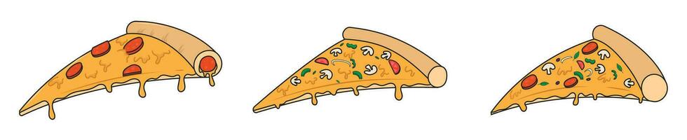 a slice of pizza piece of pepperoni cheese pizza with mushroom topping vector