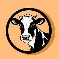 vaca animal ilustración diseño con un negro y blanco modelo en un naranja antecedentes vector