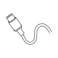 USB type C icon cable editable stroke. Vector illustration EPS 10.