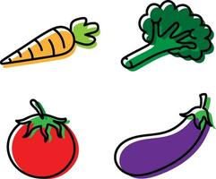 vegetales acortar Arte icono conjunto vector