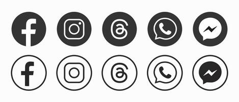 conjunto de social medios de comunicación icono en blanco antecedentes. conjunto de social medios de comunicación icono conjunto recopilación. vector