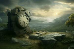 surrealista reloj Roca. generar ai foto