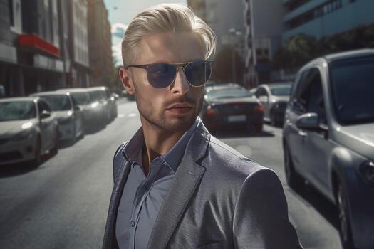 Old blond man. Generate Ai photo