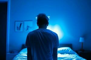 Man had nightmare wake up. Generate Ai photo