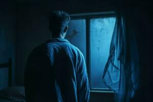 Man had nightmare. Generate Ai photo