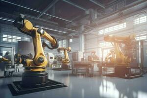 Robotics arm factory. Generate Ai photo