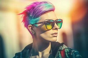 hipster punk muchacha. generar ai foto