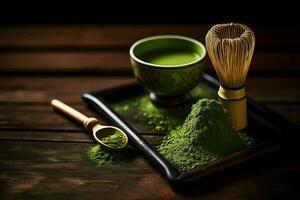 Green matcha powder tea. Generate Ai photo