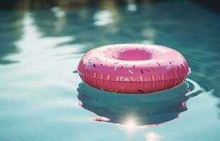 rosquilla circulo piscina agua. generar ai foto