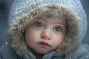 Baby winter outdoor. Generate Ai photo