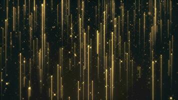 abstrakt Hintergrund Animation mit glänzend glänzend Gold Partikel und Schießen golden Sterne. diese Luxus glänzend glamourös Auszeichnungen Zeremonie Bewegung Hintergrund Animation ist voll hd und ein nahtlos Schleife. video