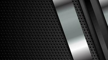 Black silver metal stripes on dark perforated background video animation