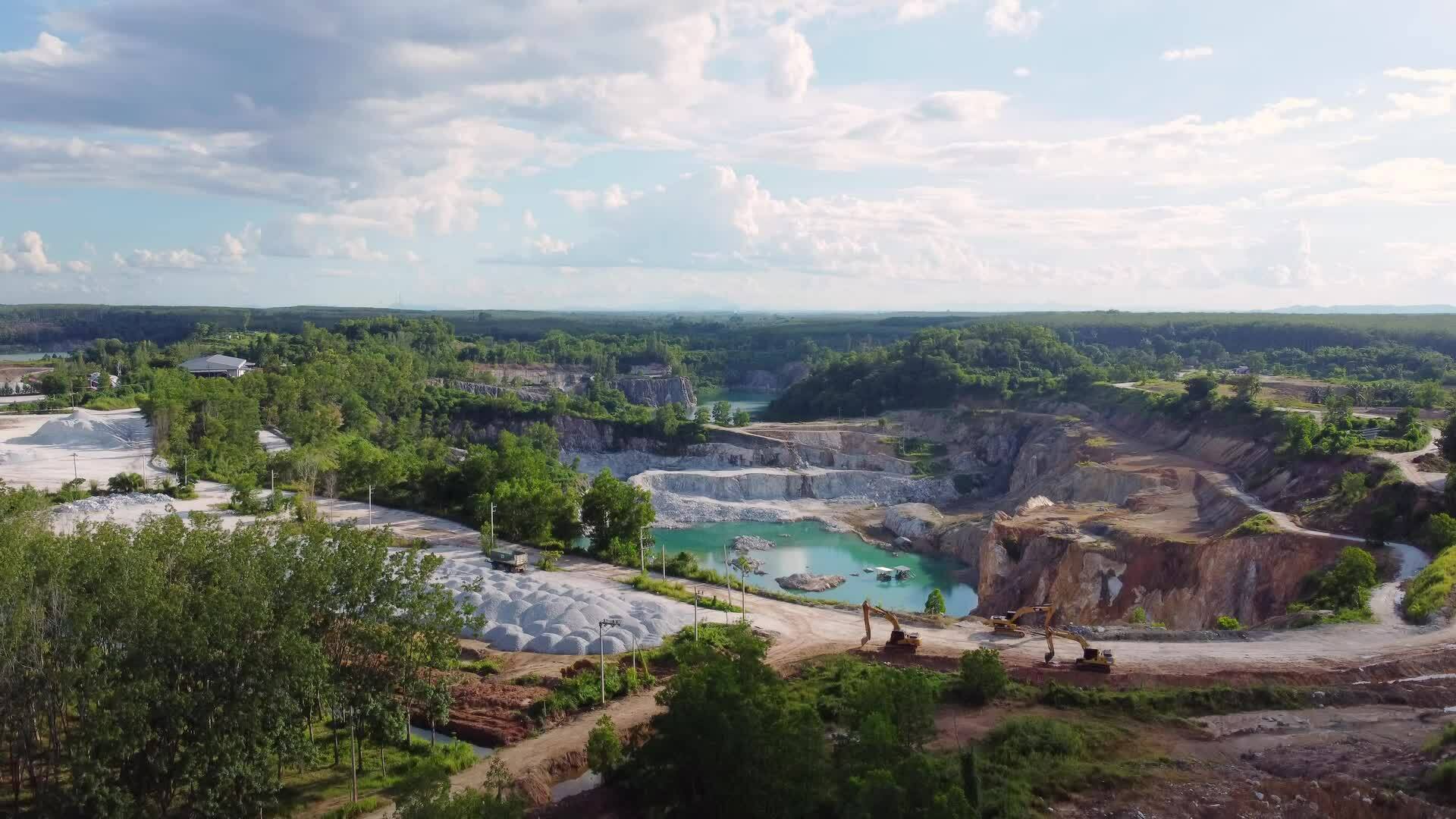 Large pit gypsum mine in gypsum mining, mining industry concept