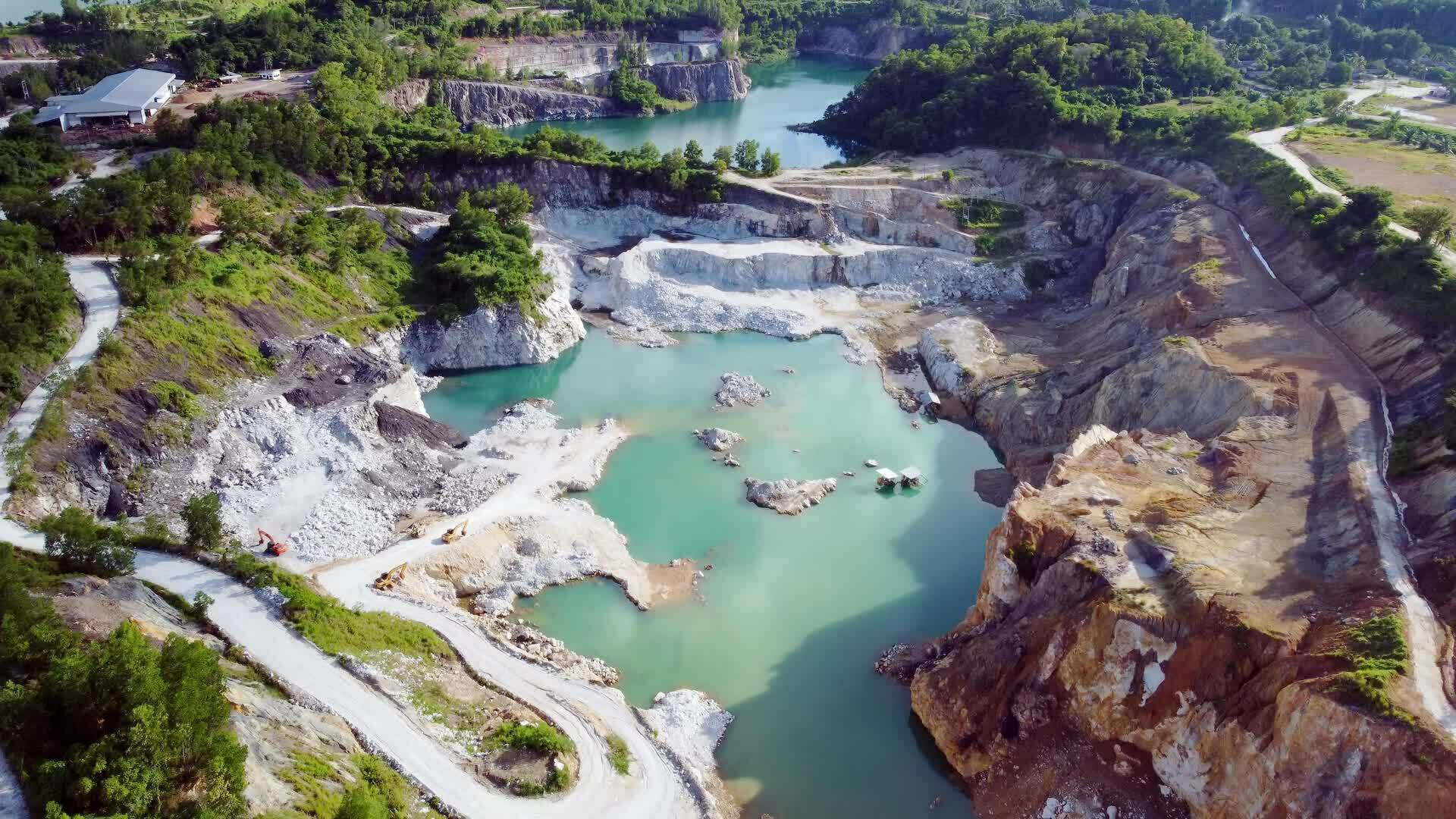 Large pit gypsum mine in gypsum mining, mining industry concept