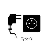 Type O plug and socket vector in silhouette style isolated on a white background. Outlet plug icon.