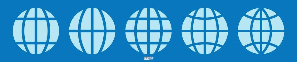 Globe, web blue solid icon set with dark background. vector