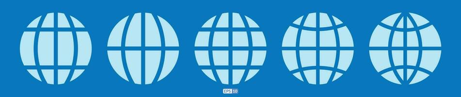 Globe, web blue solid icon set with dark background. vector