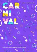 purple carnival poster. abstract  80s, 90s style retro background with place for text. vector