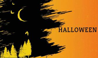 Halloween orange grunge with black brush background vector