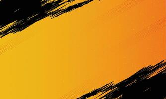 yellow and orange gradient background with   black brushstroke and halftone with copy space vector