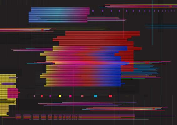 Glitch abstract background. Glitched horizontal stripes. Colorful digital signal error.