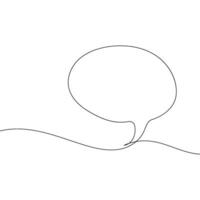 Speech bubble continuous one line art. Drawing dialogue speech bubble illustration. Continuous one line border text box, message element. Vector illustration